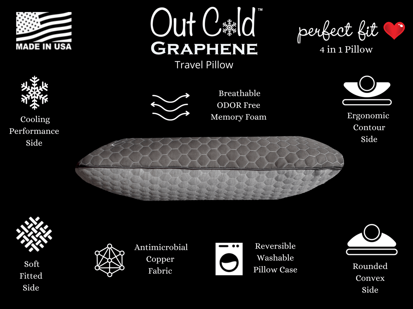 I Love Pillow Pillows Out Cold Graphene Travel Pillow & Blanket Bundle